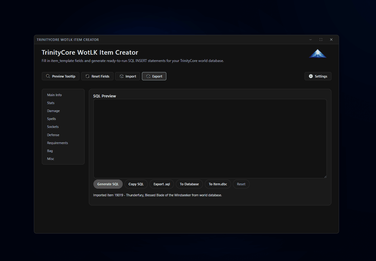 Trinity Wotlk Item Creator screenshot 3