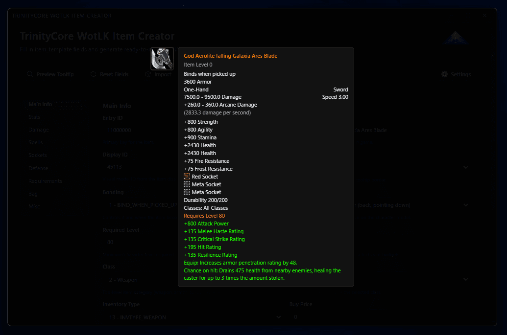 Trinity Wotlk Item Creator screenshot 4